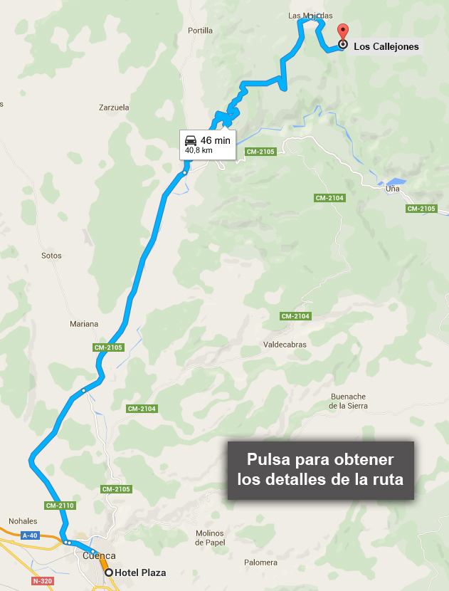 Ruta Cuenca - Los Callejones de Las Majadas Ruta desde Cuenca hasta Los Callejones